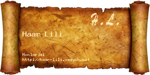 Haar Lili névjegykártya